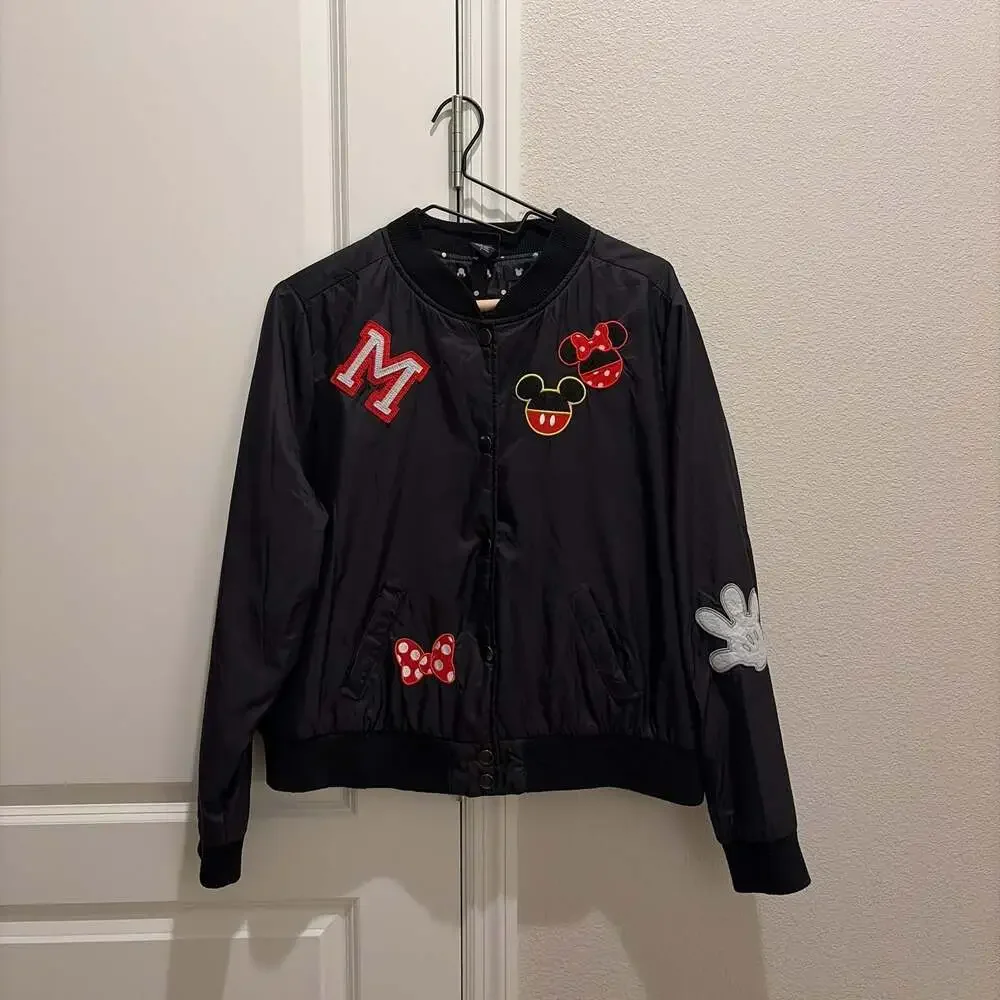 Disney Minnie Mouse Womens Varsity Bomber Jacket - Picture 1 of 9